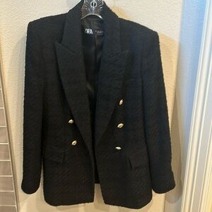 Black, Tweed, double breasted Blazer